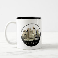 Modern Black Chicago Illinois Skyline