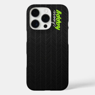 Modern Black Choose Happy iPhone 16 Pro Case