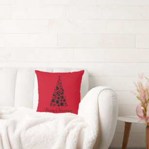 Modern Black Christmas Tree Cushion