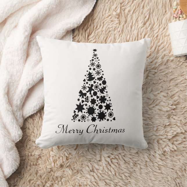 Modern Black Christmas Tree Cushion (Blanket)