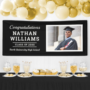 Modern Black Class of 2025 Custom Graduation Photo Banner