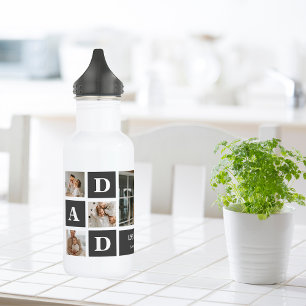  Modern Black   Collage Photo   Dad Best Gift  532 Ml Water Bottle