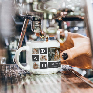 Modern Black Collage Photo Dad Best Gift Espresso Cup