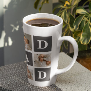  Modern Black   Collage Photo   Dad Best Gift  Latte Mug