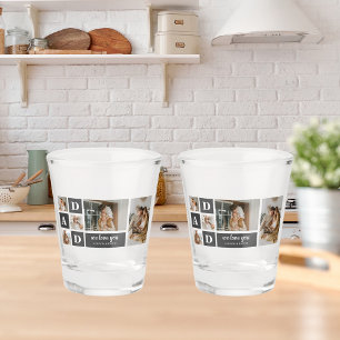  Modern Black   Collage Photo   Dad Best Gift  Shot Glass