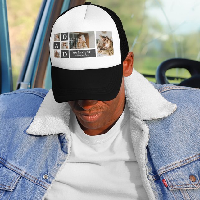  Modern Black | Collage Photo | Dad Best Gift  Trucker Hat (Creator Uploaded)