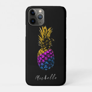 Modern black Colourful Pineapple Custom iPhone 11 Pro Case