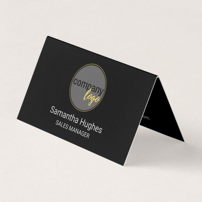MODERN BLACK COMPANY LOGO FOLDED Business Card (Front)