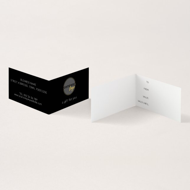 MODERN BLACK COMPANY LOGO FOLDED GIFT CERTIFICATE (Inside and Outside)