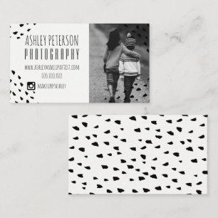 Modern black confetti polka dots photography 2 business card