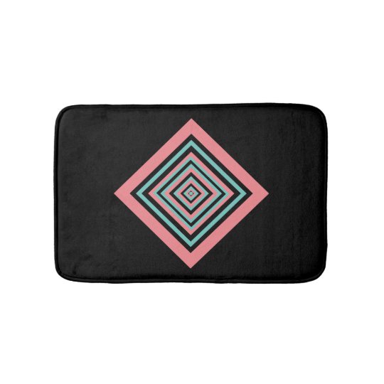 Modern Black Coral Teal Abstract Memory Foam Bath Mat | Zazzle.co.uk