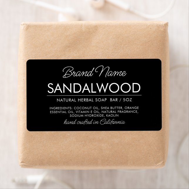 Modern black cosmetics soap ingredients label (Insitu)