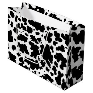 Modern Black Cow Skin Rodeo Animal Print Large Gift Bag