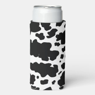 Modern Black Cow Spots Print  Seltzer Can Cooler