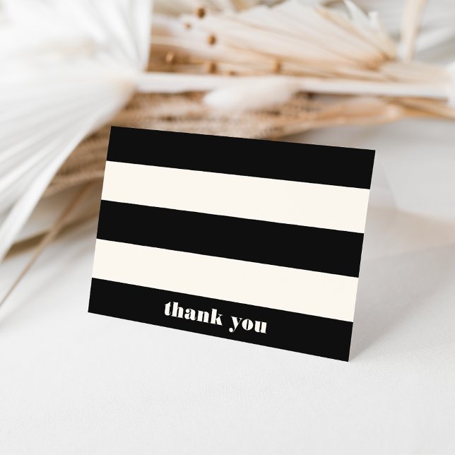 Modern Black & Cream Stripe Thank You (Creator Uploaded)