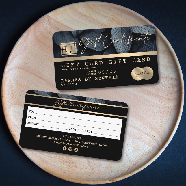 Modern Black Credit Card Gift Card Certificate  (Creator Uploaded)