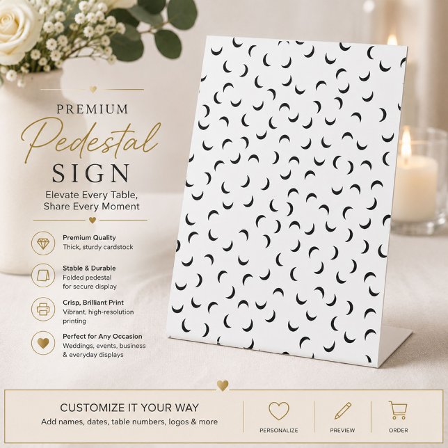 Modern Black Crescent Pattern Pedestal Sign (Creator Uploaded)