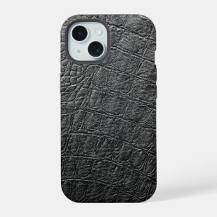 Modern Black Crocodile iPhone 15 Case