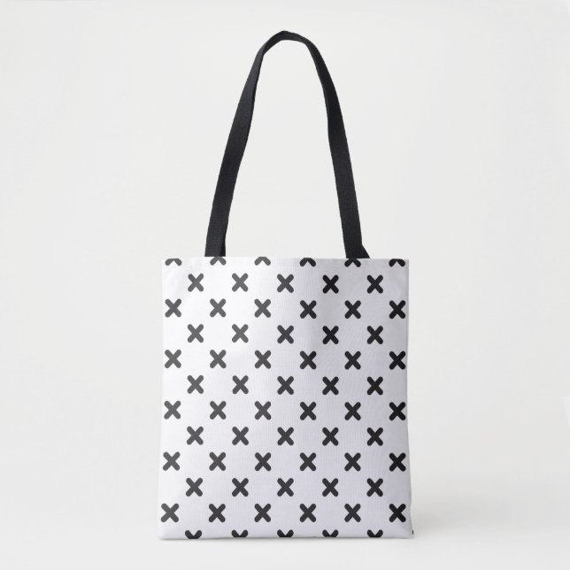 Modern black cross simple shopping bag  (Front)
