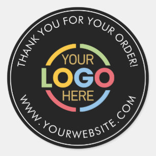 Modern Black Custom Busines Logo Promotional Classic Round Sticker