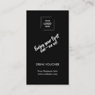 Modern Black Custom Business Logo Drink Voucher Card