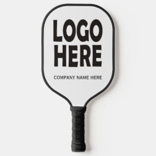 Modern black custom business logo promotional pickleball paddle
