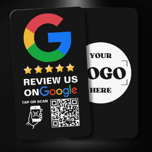 Modern Black Custom Logo and QR Code Google Review Business Card