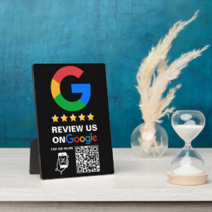 Modern Black Custom Logo and QR Code Google Review Plaque