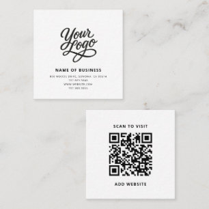 Modern Black Custom Logo and QR Code Square Business Card