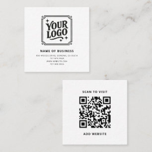 Modern Black Custom Logo and QR Code Square Business Card
