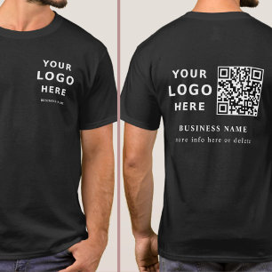 Modern Black Custom Logo and QR Code T-Shirt