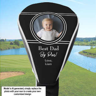 Modern Black Custom Photo Gift for Dad Golf Head Cover