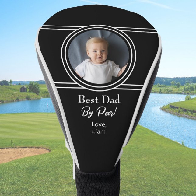 Modern Black Custom Photo Gift for Dad Golf Head Cover (Creator Uploaded)