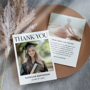 Modern Black Custom Photo Graduation Thank You Card