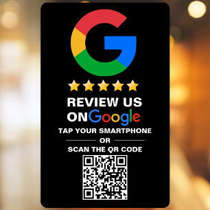 Modern Black Custom QR Code Google Review Window Cling