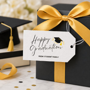 Modern Black Customizable Graduation Gift Tag