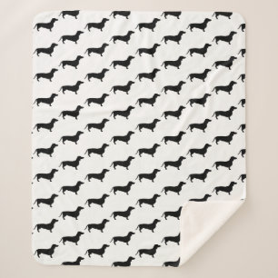 Modern Black Dachshund Wiener Dogs Sherpa Blanket