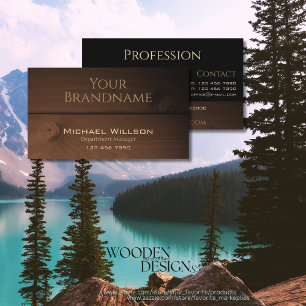 Modern Black Dark Brown Wood Grain Wooden Boards Business Card