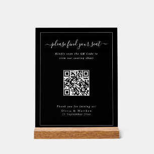 Modern Black Dark Wedding QR Code Seating Chart