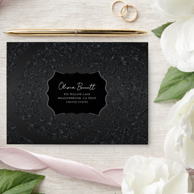 Modern Black decorative  Envelope (Wedding)