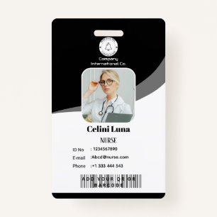 Modern Black Design with EMT Barcode Integration ID Badge
