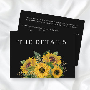 Modern Black Details Floral  Wedding Enclosure Car Card