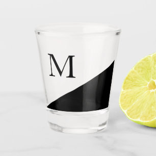 Modern Black Diagonal   Monogram Shot Glass