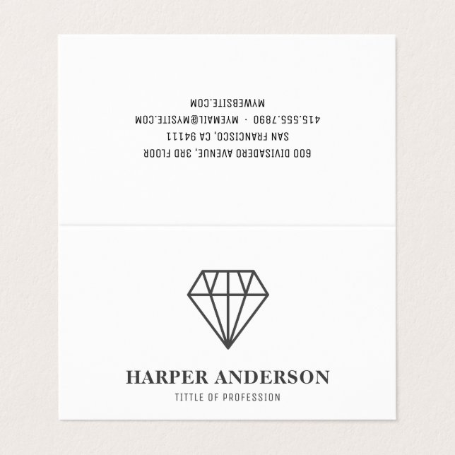 Modern Black Diamond Professional Business Card (Outside Unfolded)