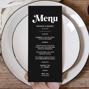Modern Black Disco Wedding Menu