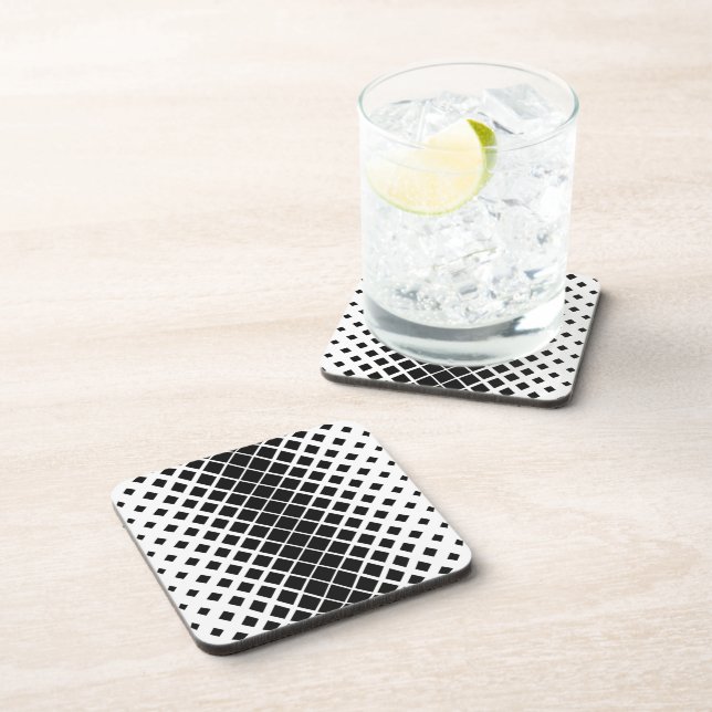 Modern Black Dissolving Square Block Pattern Coaster (Right Side)