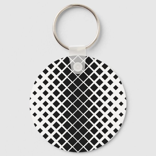 Modern Black Dissolving Square Block Pattern Key Ring (Front)