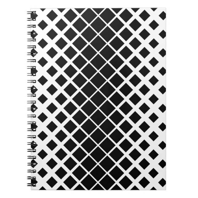 Modern Black Dissolving Square Block Pattern Notebook (Front)