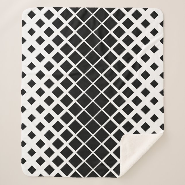 Modern Black Dissolving Square Block Pattern Sherpa Blanket (Front)