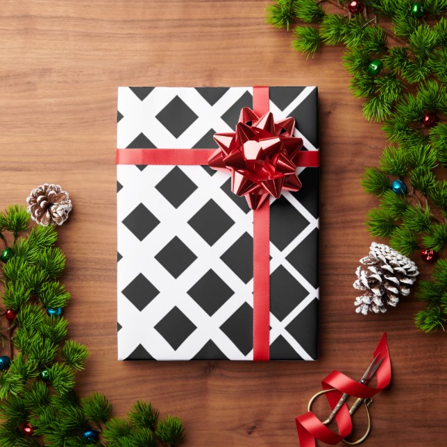Modern Black Dissolving Square Block Pattern Wrapping Paper (Holiday Gift)